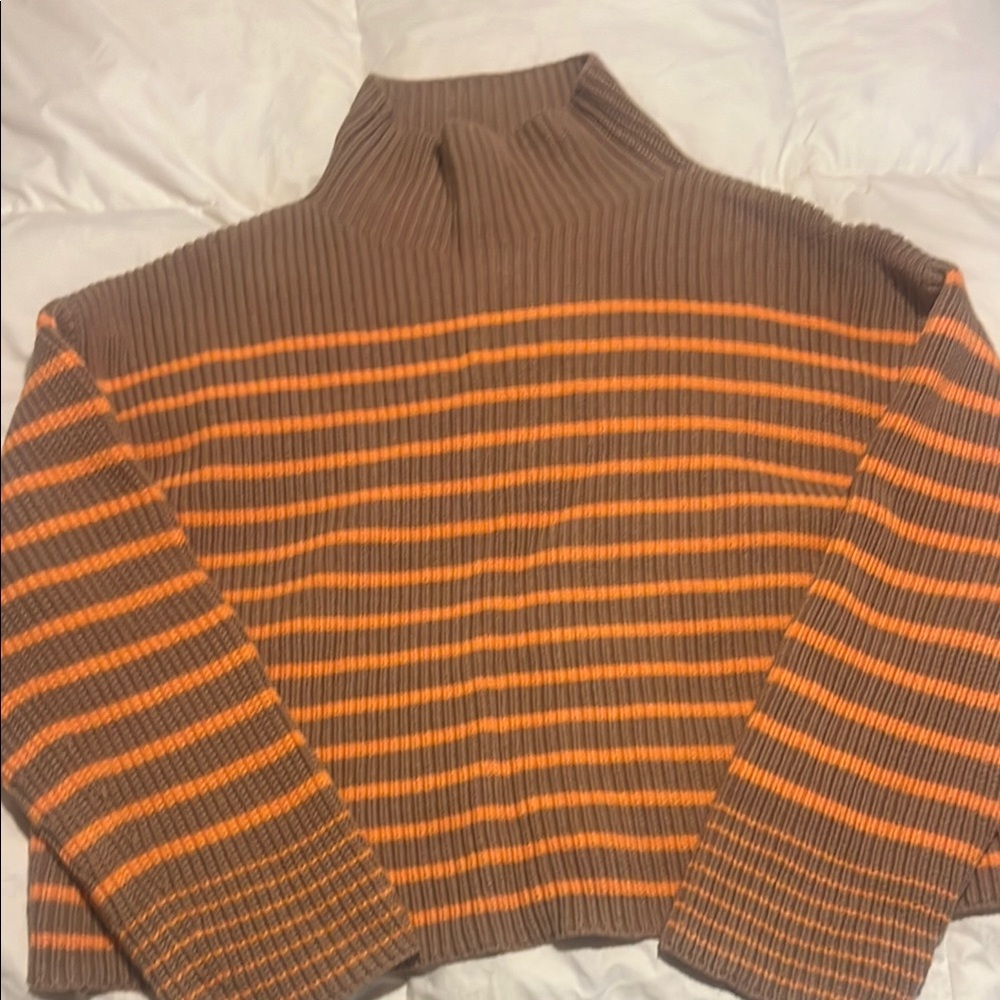 Striped Brown and Orange Women's Sweater